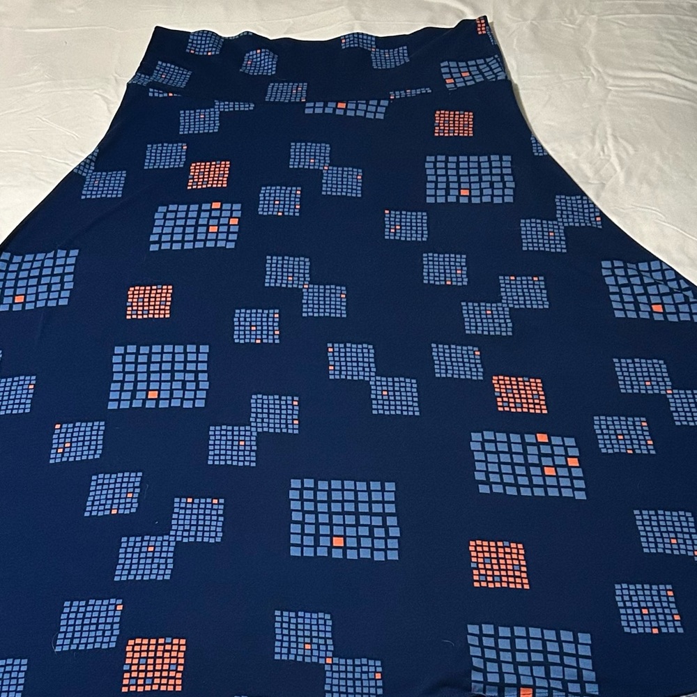 Pretty Blue Pink Print LuLaRoe Maxi Skirt 3x